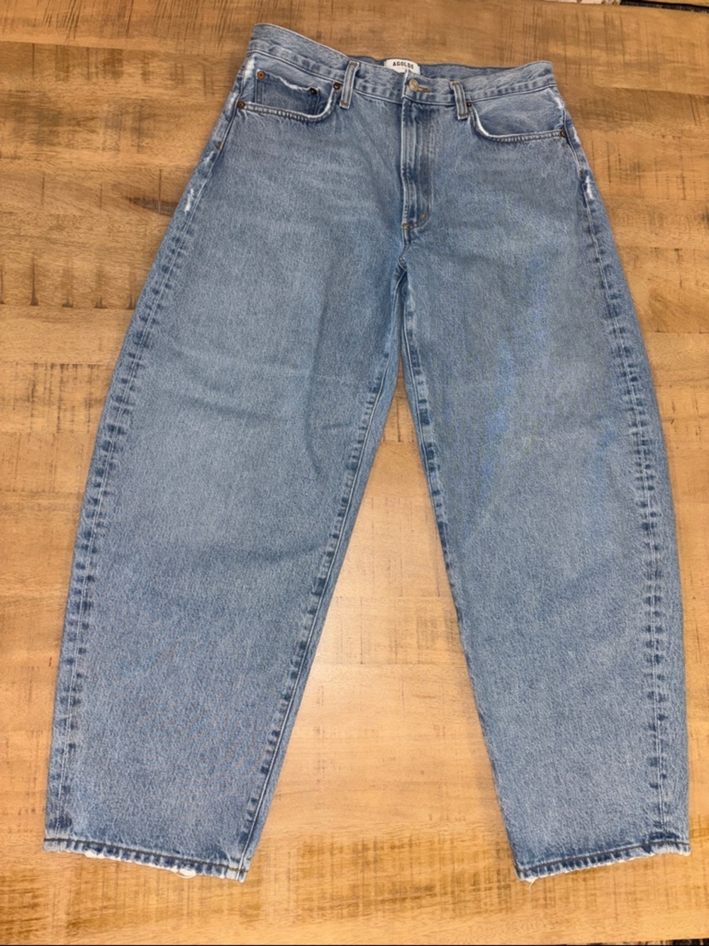 AGOLDE Balloon Leg Denim Jeans Size 30 Designer 100% Cotton Classic Bohemian - Picture 2 of 8